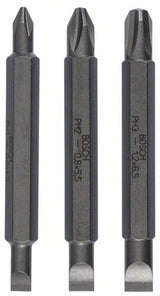 Bosch Zubehör 3-teiliger Doppelbitsatz S 0,6x4,5, S 0,8x5,5, S 1,2x6,5; ph1, ph2, ph3; 60 mm 3 Stück – 2607001746