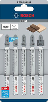Bosch Zubehör 5 x Clean für Hartholz-Stichsägeblatt T101BF – 2608634234