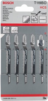 Bosch Zubehör 5x Basic für Holzstichsägeblatt T119BO - 2608630310