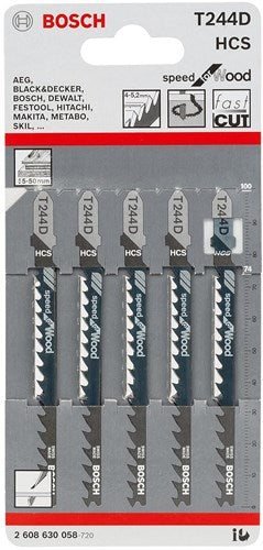 Bosch Zubehör 5-fach Geschwindigkeit für Holzstichsägeblatt T244D – 2608630058