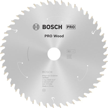 Bosch accessoires bosch professional cirkelzaagblad pro wood cordless | ø 165 x 1,5 x 20mm 48t - 2608837687