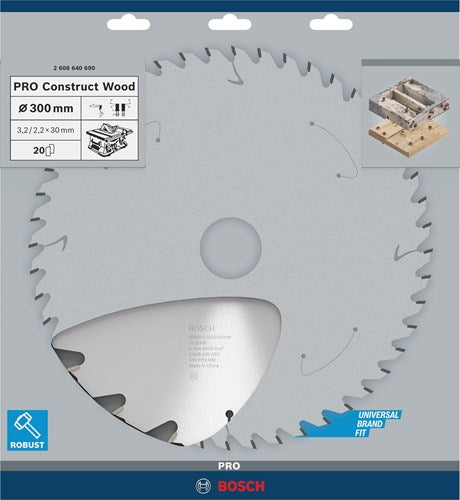 Bosch Zubehör Kreissägeblatt Holz konstruieren 300 x 30 x 3,2 mm, 20 1 Stück - 2608640690