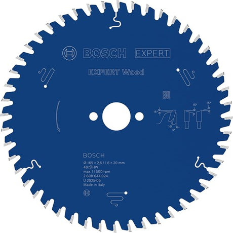 Bosch Zubehör Kreissägeblatt Expert für Holz 165x20x2,6 1,6x48t (für GKT 55 GCE) - 2608644024