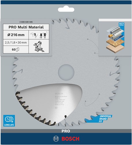 Bosch Zubehör Kreissägeblatt Multi Material 216 x 30 x 2,5 mm, 60 1 St. - 2608640446