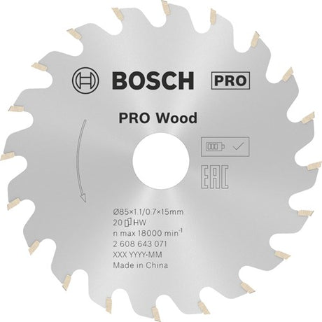 Bosch Zubehör Kreissägeblatt Standard für Holz 85mm | für gks 10.8 - 2608643071