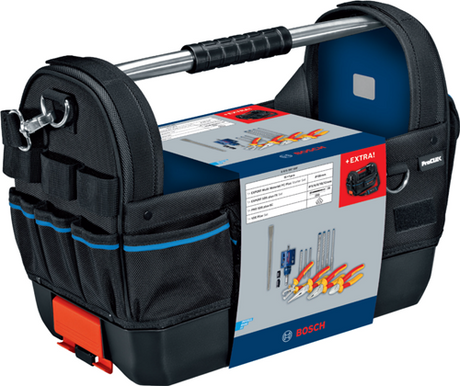 Bosch Zubehör Elektriker-Set mit VDE-Zangen-Set, SDS-plus-Bohrer-Set, Meißel, Lochsäge 68 mm in Werkzeugtasche – 061599768f