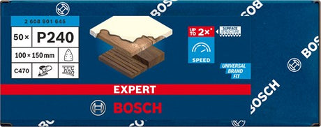 Bosch Zubehör Expert C470 Schleifpapier 100 x 150 mm, K 240, 50 Stück – 2608901645