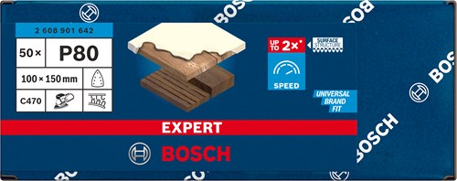 Bosch Zubehör Expert C470 Schleifpapier 100 x 150 mm, K 80, 50 Stück – 2608901642