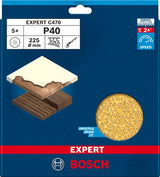 Bosch Zubehör Expert C470 Schleifpapier 225 mm, K 40, 5-teilig – 2608901671