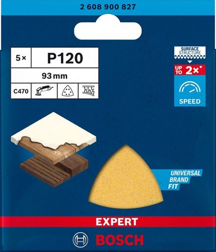 Bosch Zubehör Expert C470 Schleifpapier für Deltaschleifer 93 mm, K120 – 5 Stück – 2608900827