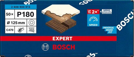Bosch Zubehör Expert C470 Schleifpapier für Exzenterschleifer 125 mm, 8 Löcher, K180 50-teilig – 1 Stück(e) – 2608900913