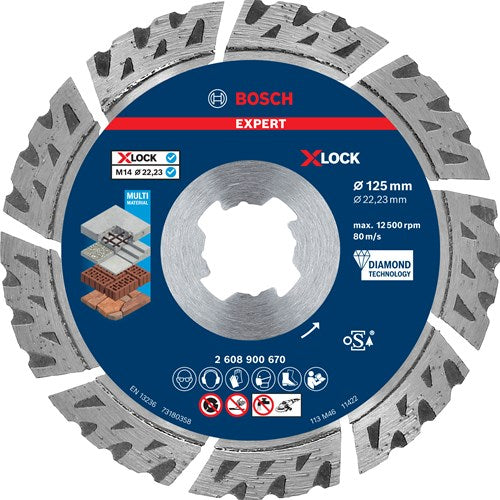 Bosch accessoires expert multimaterial x-lock - cutting disc - brick - concrete - hard concrete - stone - bosch - 2.22 cm - 12.5 cm - 2.4 mm