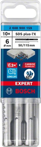 Bosch Zubehör Expert SDS Plus-7x Bohrhammer 6 x 50 x 115 mm – 10 Stück – 2608900159