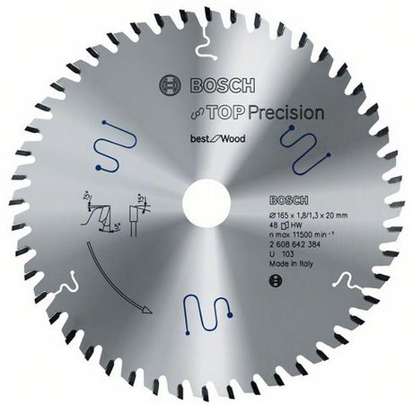 Bosch Zubehör hm Kreissägebl. am besten für Holz 165x20 t48 | 2608642384 (für GKT 55 GCE) - 2608642384
