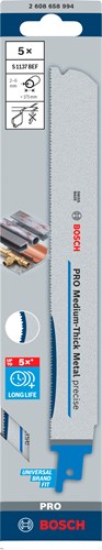 Bosch Zubehör Pro mitteldickes Metall präzises S1137BEF Sägeblatt | 1 |1 x 25 x 225 mm | 5-teilig - 2608658994