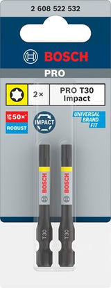 Bosch accessoires pro torx slagschroefbit | t30 | 55 mm | 2 stuks - 2608522532