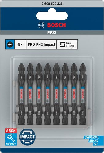 Imp Bosch Zubehör Schraubbit doppelseitig Act Control PH2, 65 mm 8x - 2608522337