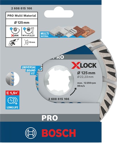 Bosch Zubehör X-Lock Diamantscheibe Standard für Universal 125 x 22,23 x 2,0 x 10 mm – 1 Stück – 2608615166