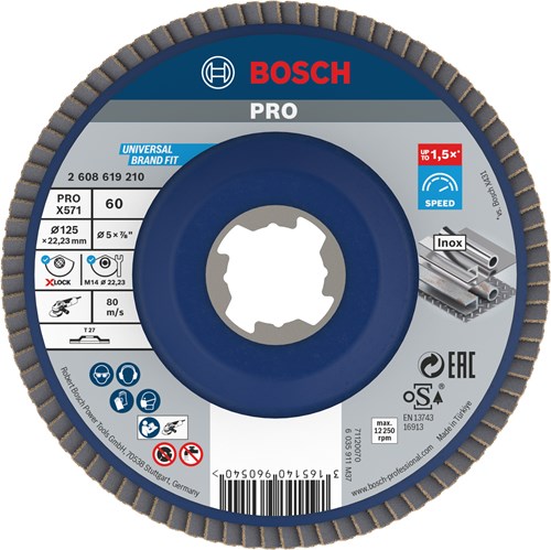 Bosch Zubehör X-Lock Fächerscheibe Best for Metal gerade, Kunststoff, ø125mm, G 60, x571 – 1 Stück – 2608619210