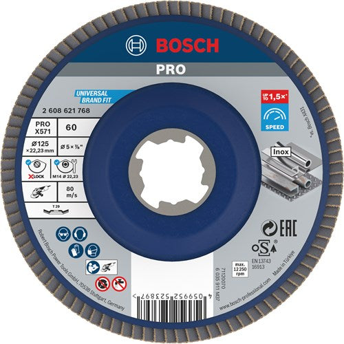 Bosch Zubehör X-Lock Klappenscheibe abgewinkelt, Kunststoff ø125mm, G 60, x571, am besten für Metall – 2608621768
