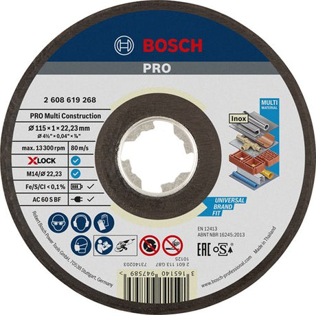 Bosch Zubehör X-Lock Schleifscheibe Multikonstruktion 115x1x22,23mm, gerade - 1 Stück - 2608619268