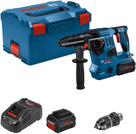 Bosch blauw gbh 18v-28 cf | accu boorhamer 18v sds-plus 3.3j in l-boxx 238 (2x 8.0ah procore accu + lader) - 0611921002
