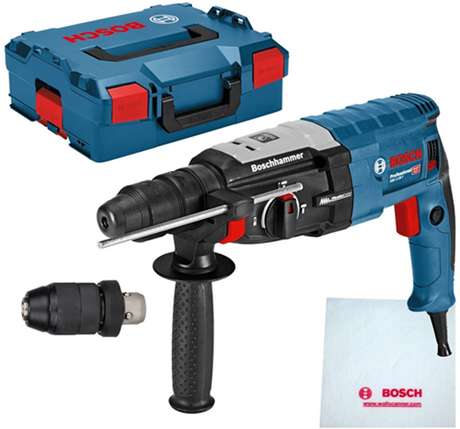 Bosch blau Bosch Professional GBH 2-28 F Bohrhammer (Tiefenanschlag 210 mm, Handgriff, Schnellspannbohrfutter 13 mm, Wechselbohrfutter SDS-plus)