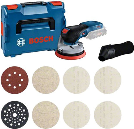 Bosch Blue Gex 18V-125 Professional | Akku-Exzenterschleifer | 18 V ohne Batterien, Ladegerät + M480-Starterset | in L-Boxx - 0615a5004h
