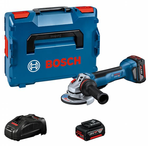 Bosch Blue GWS 18V-10 P Akku-Winkelschleifer | 125mm | 2 x 5,0 Ah Akku + Ladegerät | in L-Boxx - 06019j4101