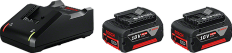 Bosch blaues Starterset 18 V mit 2 Akkus 18 V 4,0 Ah + Ladegerät Gal 18 V-40 – 1600A019S0