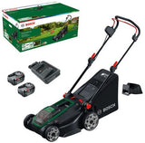 Bosch groen bosch rotak 18v2-43 - grasmaaier - inclusief 2 x 18v 4.0 ah accu en al 2x18v-88 lader en mulchplug