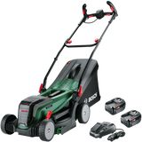 Bosch grüner Akku-Rasenmäher universalrotak | 2x18v-37-550 | 2 x 18 V Li-Ion 4,0 Ah Akkus + AL 1830 CV Ladegerät – 06008b9e00