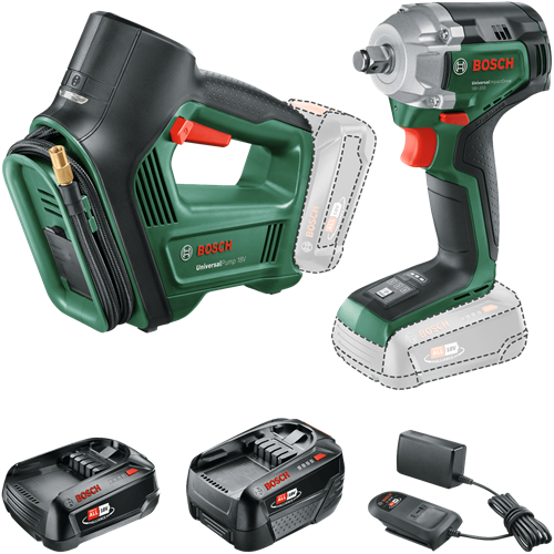 Imp Bosch Green Battery Toolkit Combipack Universalactdrive 18V-350 + Universalpumpe 18V | inkl. 1x PBA 18V 2,0 Ah, 1x PBA 18V 4,0 Ah - 0615a5009c