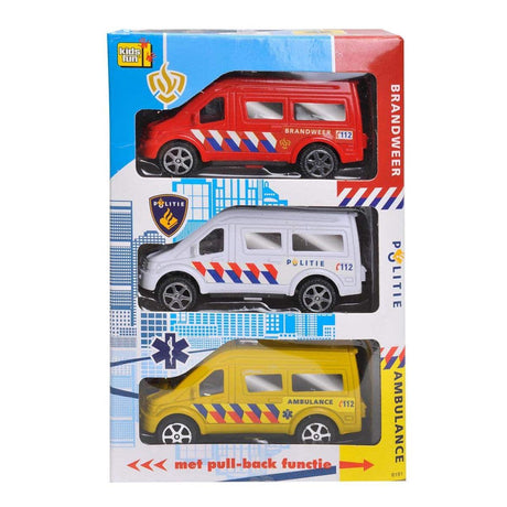 Jonotoys Kinderspaß aus Plastik-Einsatzautos, Polizei-Rettungswagen und Feuerwehr