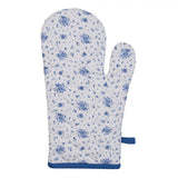 Clayre Eef Ofenhandschuh Rosen weiß blau 18x30cm Baumwolle