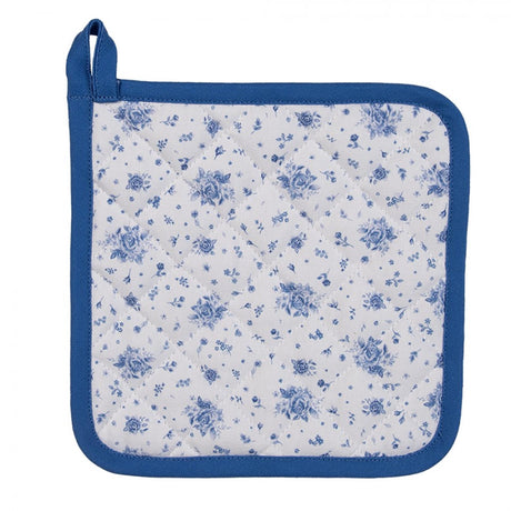 Clayre Eef Topflappen Rosen weiß blau 20x20cm Baumwolle