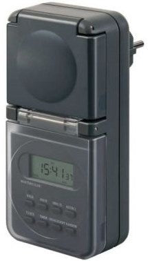 Brennerstuhl Digitaler Timer Wochentimer IP44, Digitaler Timer mit Steckdose (Wochentimer für den Außenbereich, mit erhöhtem Berührungsschutz) Anthrazit