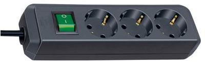 Brennerstuhl Eco-Line Steckdose mit Schalter 3-fach schwarz 1,5 m h05vv-f 3g1,5