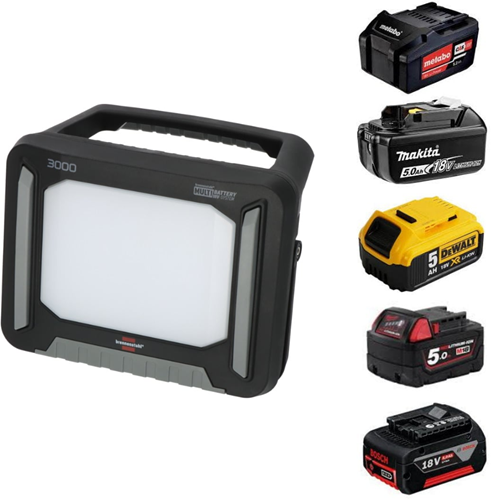 Brennerstuhl Multibatterie | geführt | Akku-Baulampe | 3000 ma | 3150lm | IP65 1173700007