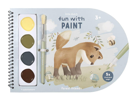 Little Dutch Malbuch Waldfreunde – Bastelbuch zum Zeichnen und Malen, inkl. Pinsel und 4 Farben - Kleinkind - Ferienbuch - Spielzeug 3 Jahre
