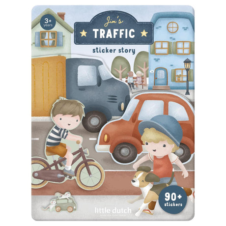 Little dutch stickerboekje jim friends - 90+ stickers met speelachtergrond - creatief speelgoed vanaf 3 jaar - verkeer