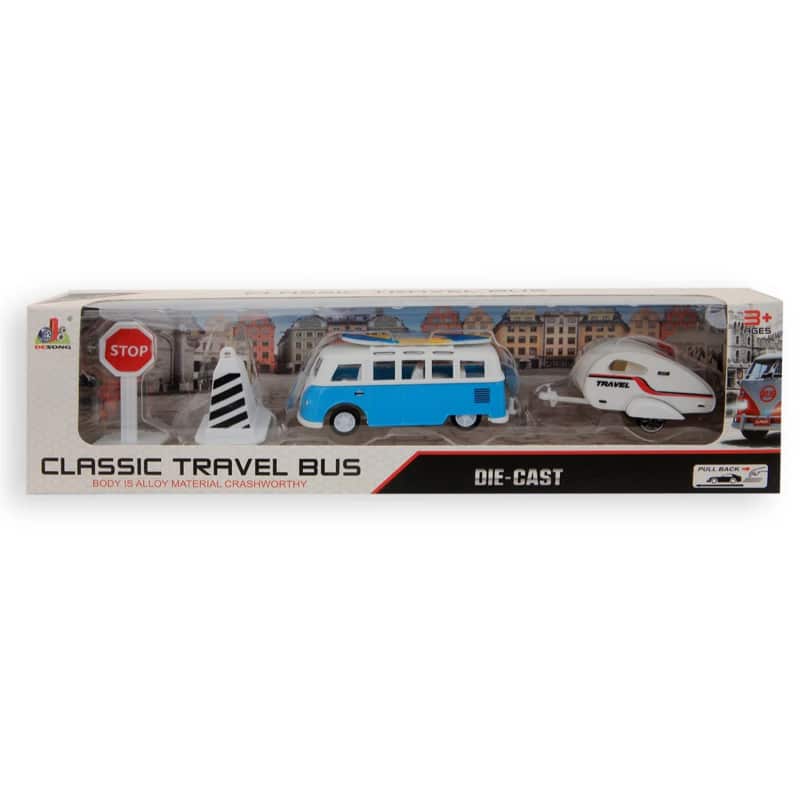 Jonotoys Reisebus mit Wohnwagen-Spielset