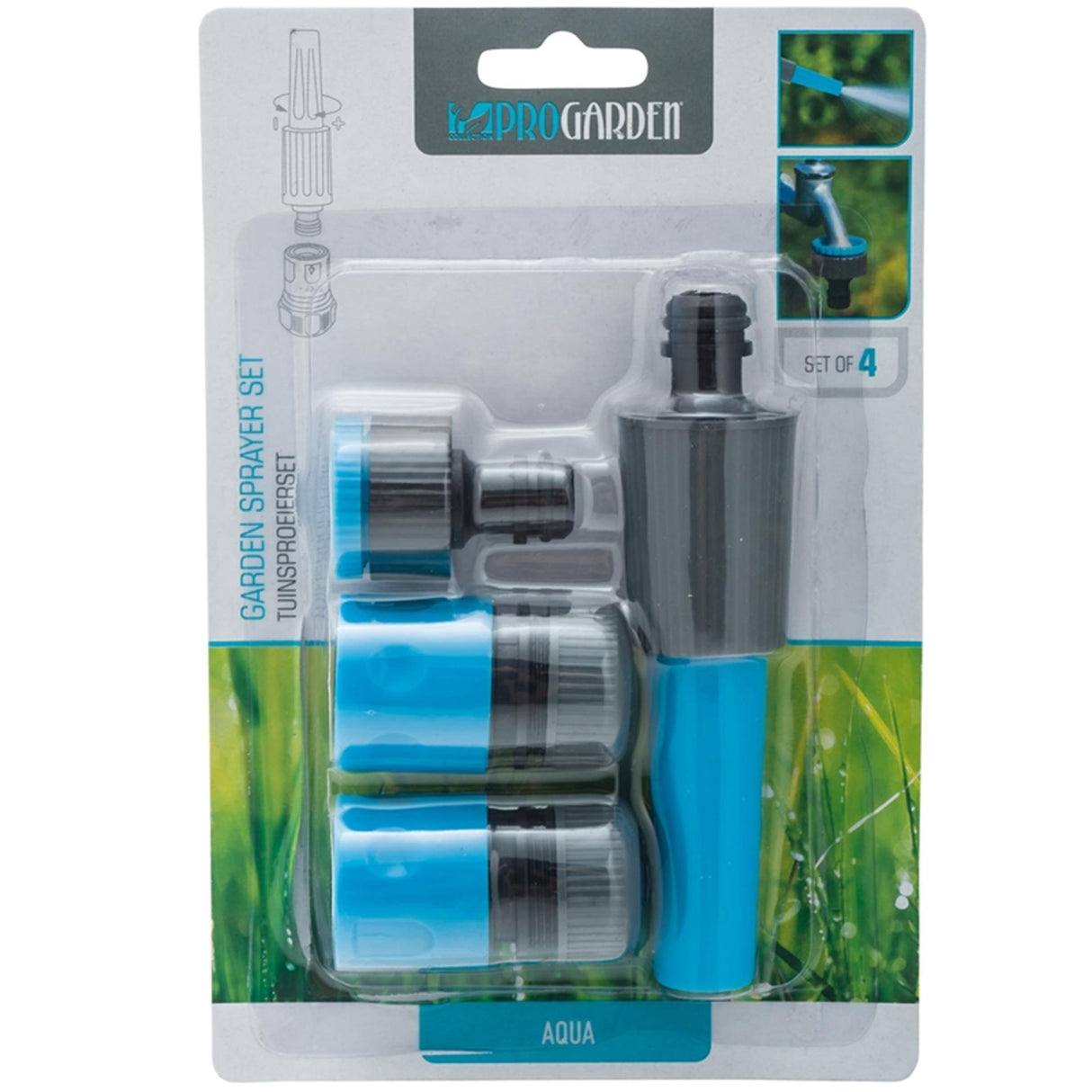 Basic Gartensprinkler-Set 4-teilig blau schwarz