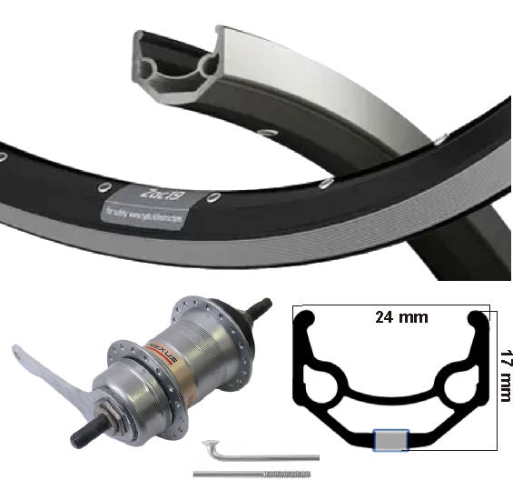 KGS Hinterrad 28 Zoll (622) Felge schwarz-silber Nexus 3 Bremsnabe
