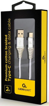Cableexpert USB-C Ladekabel 2m geflochten silber - weiß - 9530146
