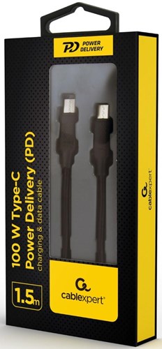Cableexpert USB-C - USB-C Ladekabel | 1,5m | schwarz | max. 100 W – 9530165