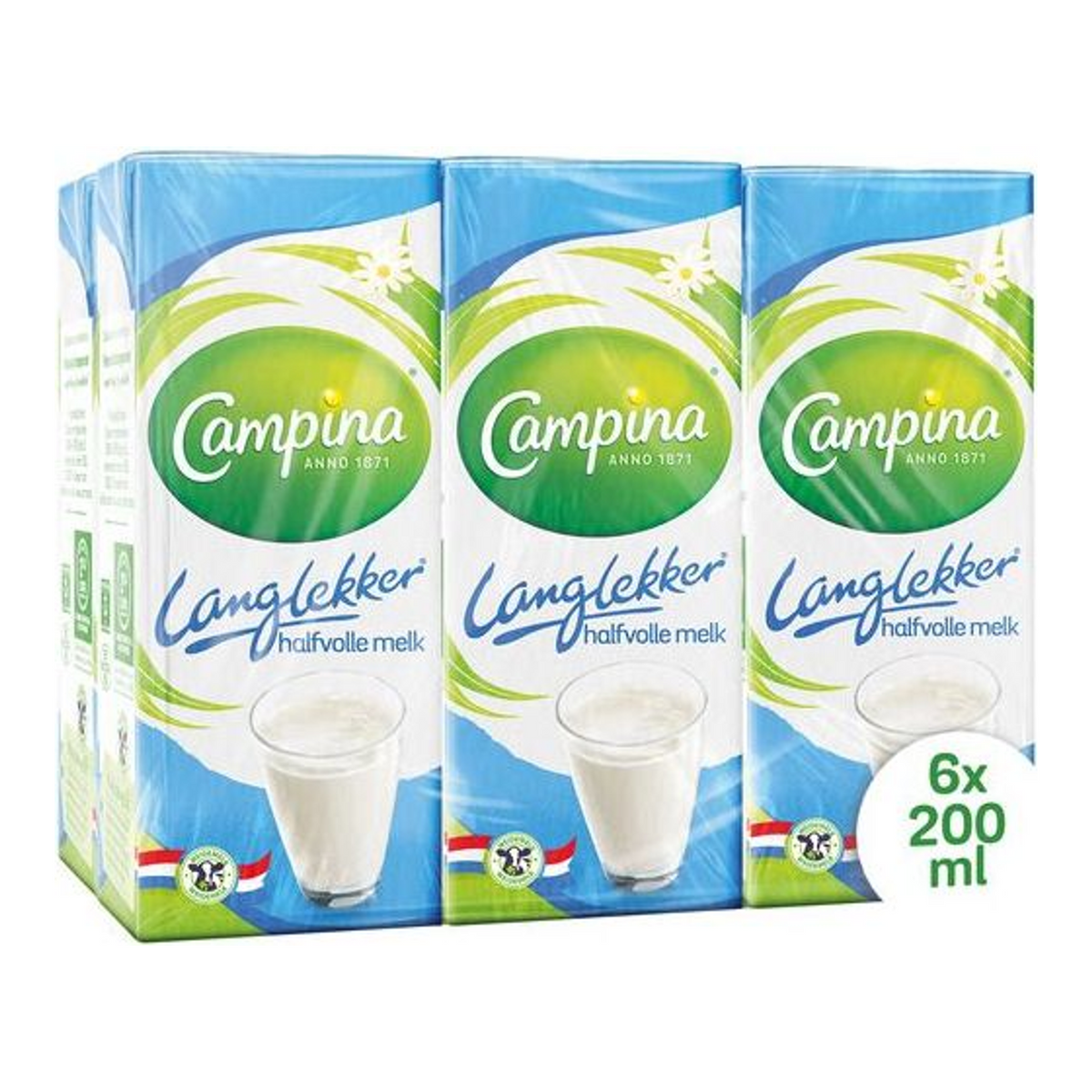 Campina Long Tasting – teilentrahmte Milch – haltbar – Mini-Getränkepackungen – 5 x 6 x 200 ml – Vorteilspackung