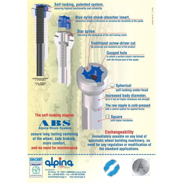 Alpina Spaak Nippel mit runden Kopf 14g 15,0 mm 4 FG 2.3 ABS Messing Black (144 Stücke)