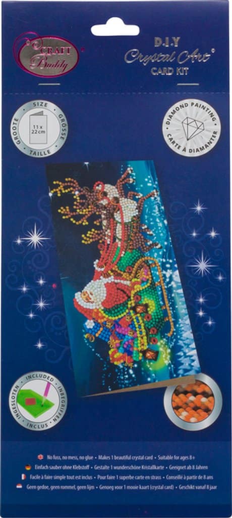 Jonotoys Diamantmalerei - Weihnachtskarte Weihnachtsmann auf Schlitten