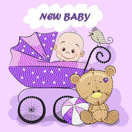 Brand Unit Diamond Painting – Karte „Neues Baby“.